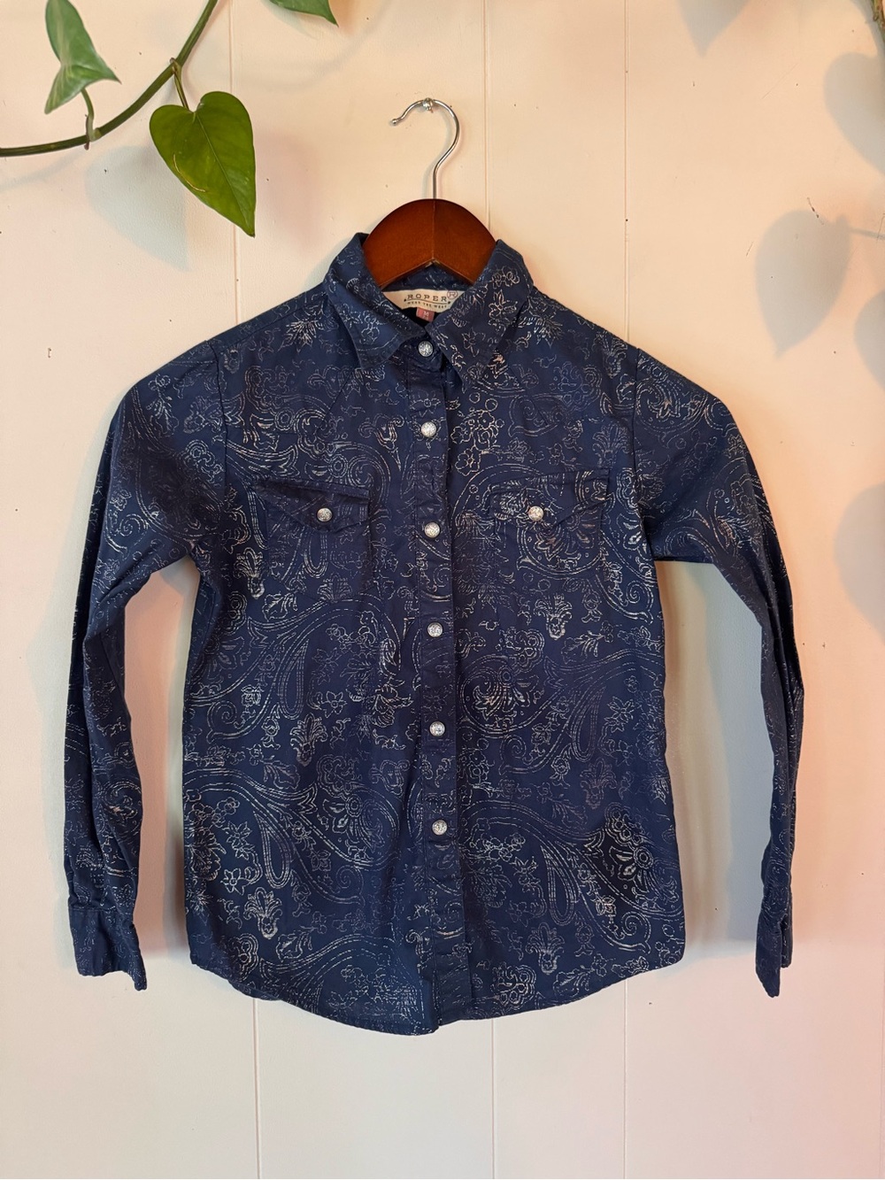 Roper Navy Paisley Snap-Front Jean Jacket